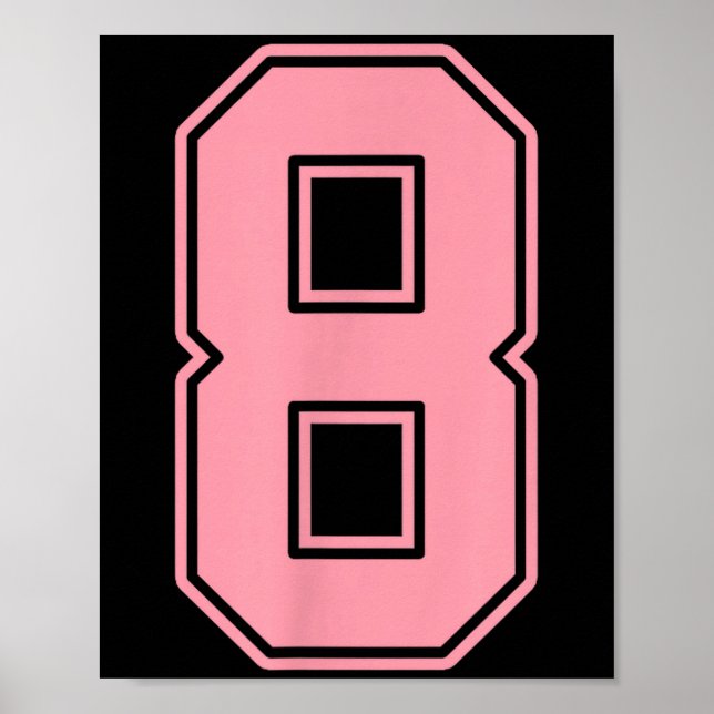 Poster Camisa do Jogador Número 8 Rosa Uniforme #8  (Frente)