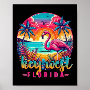 Poster Camisa do Key West Flórida Flamingo Praia Tropical