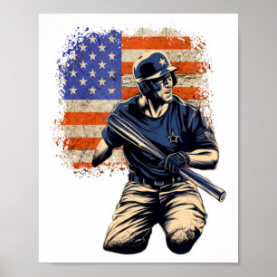 Poster Camisa do Time de Beisebol da Bandeira Americana d