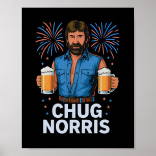Poster Camisa engraçada Chug Norris Cerveja EUA 4 de Julh