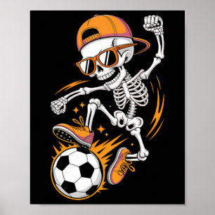 Poster Camisa engraçada de futebol esqueleto de Halloween