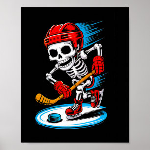 Poster Camisa engraçada de hóquei no gelo com esqueleto d