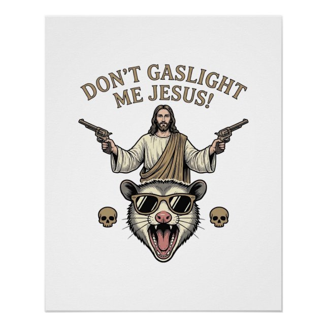 Pôster Camisa engraçada de Jesus Gambá com desenho de gra (Frente)