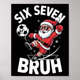 Poster Camisa engraçada de Natal Bruh Futebol Papai Noel