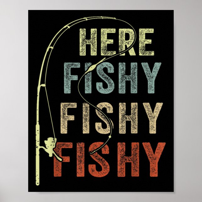 Poster Camisa Engraçada De Pesca Aqui, Pai B, Mulheres Cr (Frente)