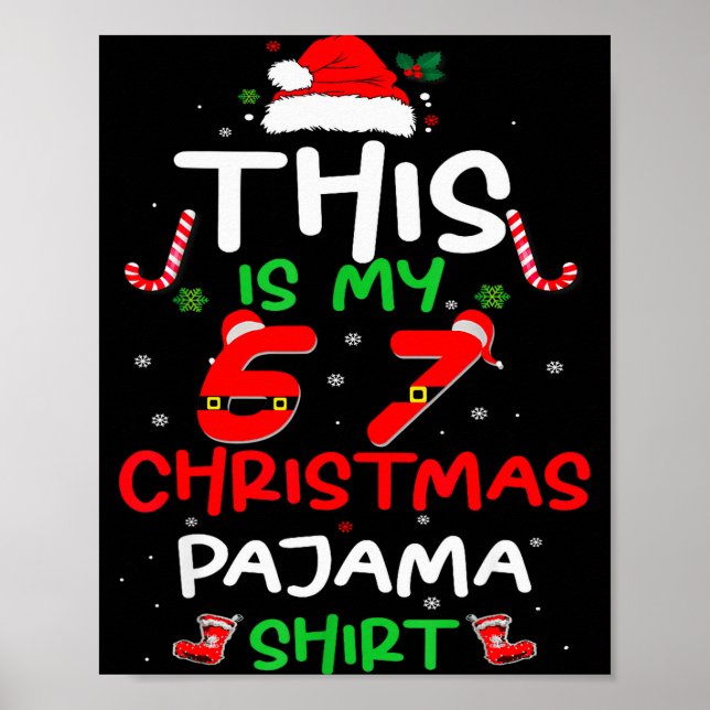 Poster Camisa engraçada de pijama de Natal 67 Seis Sete M (Frente)