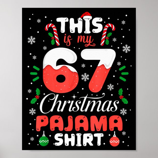 Poster Camisa engraçada de pijama de Natal 67 Seis Sete M (Frente)