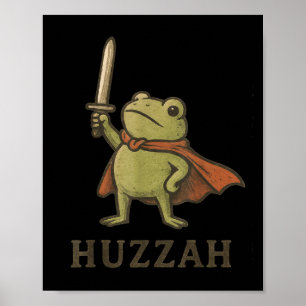 Poster Camisa engraçada de sapo Huzzah, camiseta vintage