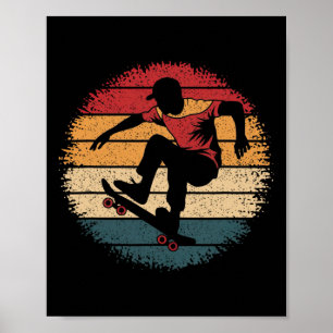 Poster Camisa engraçada de skate vintage retrô Skateboard