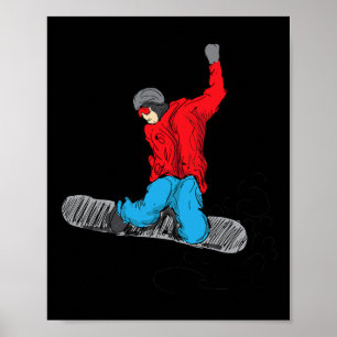Poster Camisa Engraçada De Snowboard - Borda De Neve - Pá