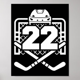 Poster Camisa engraçada do jogador de hóquei número 22 Jo