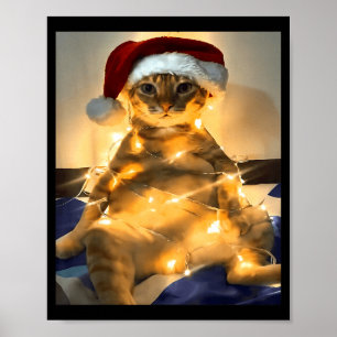 Poster Camisa engraçada do Natal do gato meme Cute Festa
