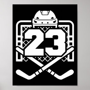 Poster Camisa engraçada do número 23 de hóquei jogador de