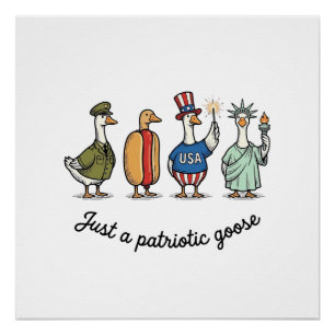 Pôster Camisa engraçada dos EUA com ganso patriótico vint