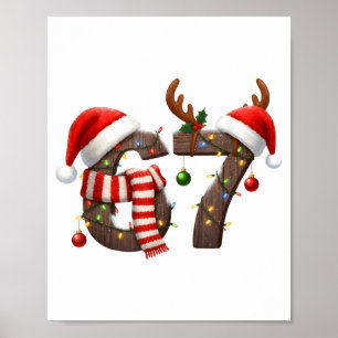 Poster Camisa engraçada seis sete meme 6-7 Natal 67 Luzes