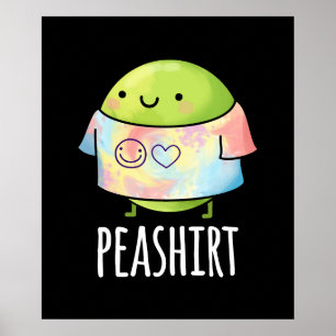 Poster Camisa Engraçada Veggie Pea TShirt Pun Dark BG