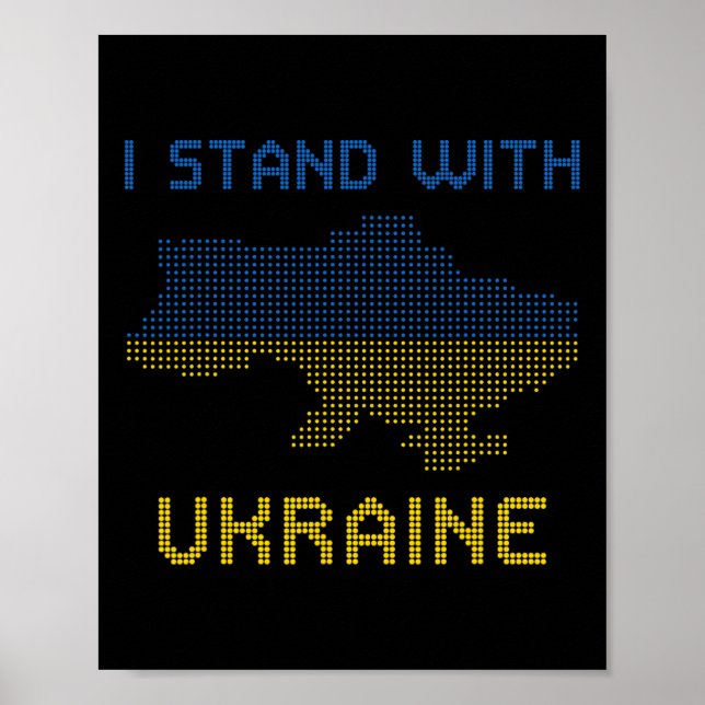 Poster Camisa Eu Apoio a Ucrânia Mapa da Ucrânia Bandeira (Frente)