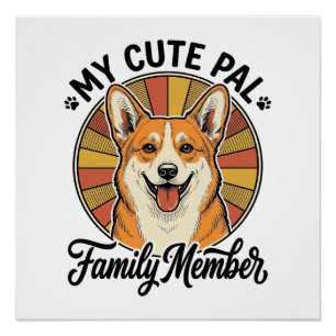 Pôster Camisa Família Corgi Design de Amante de Pet Vinta