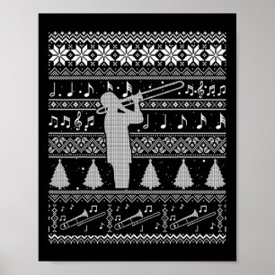 Poster Camisa Feia de Natal de Trombone Engraçada e Suéte