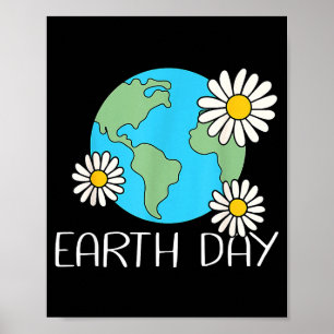 Poster Camisa Feliz Dia da Terra Terra Fofa Com Floral Te