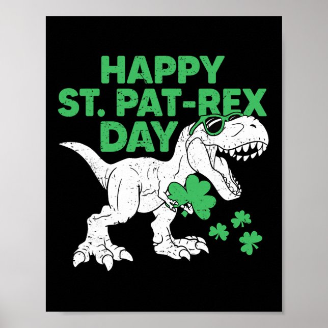 Poster Camisa Feliz Dia St Pat Rex Camisa St Patricks Din (Frente)
