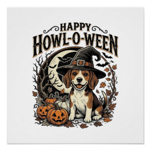 Pôster Camisa Feliz Uivo-O-Verão de Halloween do Beagle B