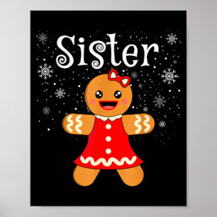 Poster Camisa Irmã Gingerbread Meninas Crianças Diversão