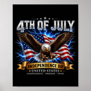 Poster Camisa masculina 4 de julho do homem Patriótico Li