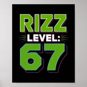 Poster Camisa Meme Nível Rizz 67 Tendência Juvenil Seis S
