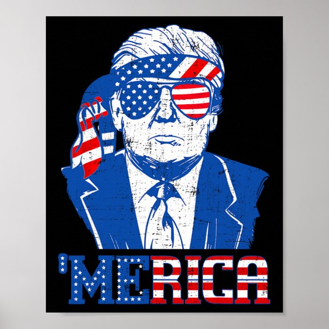 Poster Camisa Merica Trump Sungl Nos Bandeira 4 De Julho (Frente)