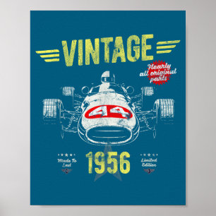 Poster Camisa Nascido 1956 70º Aniversário Pais