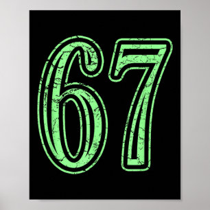 Poster Camisa Número 67 Verde Menta Esportivo Distressed