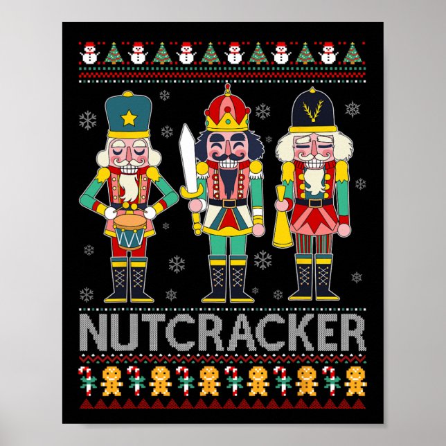 Poster Camisa Nutcracker Squad Piada Suéter Feio de Natal (Frente)