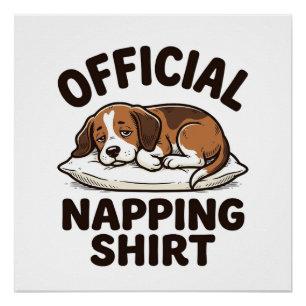 Pôster Camisa Oficial de Cochilo Cachorro Sonolento Desig