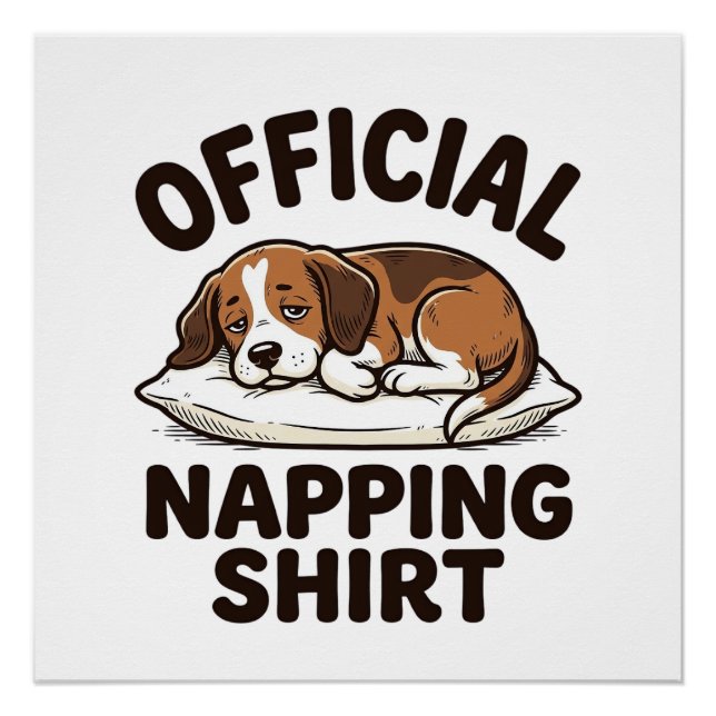 Pôster Camisa Oficial de Cochilo Cachorro Sonolento Desig (Frente)
