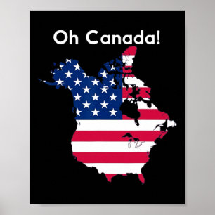 Poster Camisa Oh Canadá Mapa Dos EUA Engraçado Trump 2025