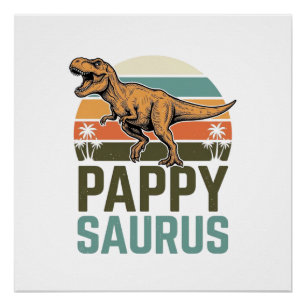 Pôster Camisa Pappysaurus Dinossauro Engraçado Vintage Pô