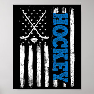 Poster Camisa Patriótica de Hockey com Bandeira Americana