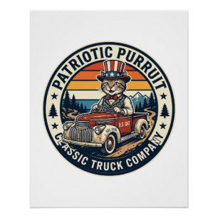 Pôster Camisa Patriótica Tio Sam Gato Pôr do Sol Retrô (5