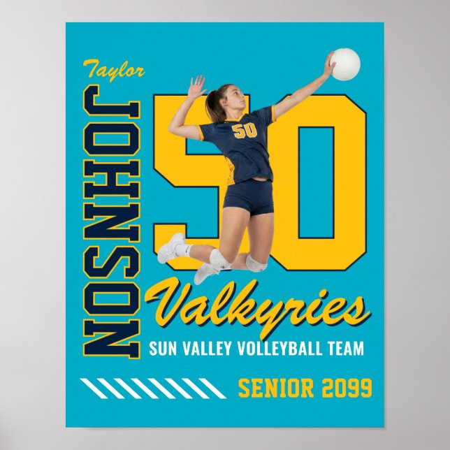 Poster Camisa Personalizada de Volei com Número da Equipe (Frente)