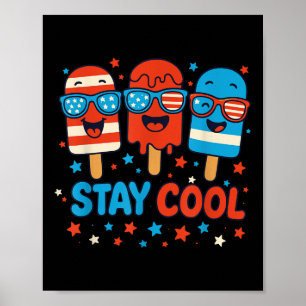 Poster Camisa Picolé Stay Cool Meninos Homens 4 de Julho 