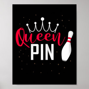 Poster Camisa Rainha Pin Bowler Liga de Boliche Para Boli