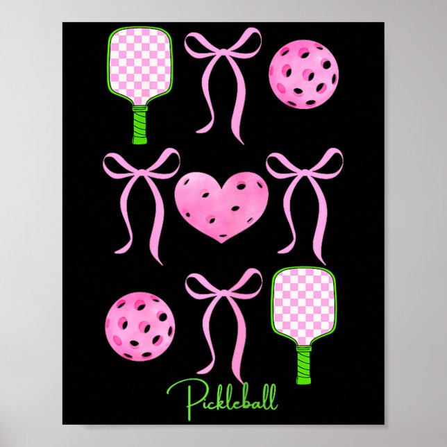 Poster Camisa rosa de pickleball para meninas que amam jo (Frente)