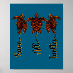 Poster Camisa Salve Todas as Tartarugas Marinhas