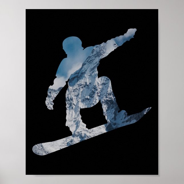 Poster Camisa T De Montanha Snowboard - Presente Para Sno (Frente)