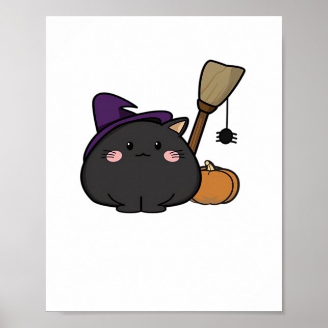 Poster Camisa T Sobredimensionada de Gato Halloween (Frente)