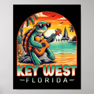 Poster Camisa Tartaruga Tropical Praia Férias Key West Fl