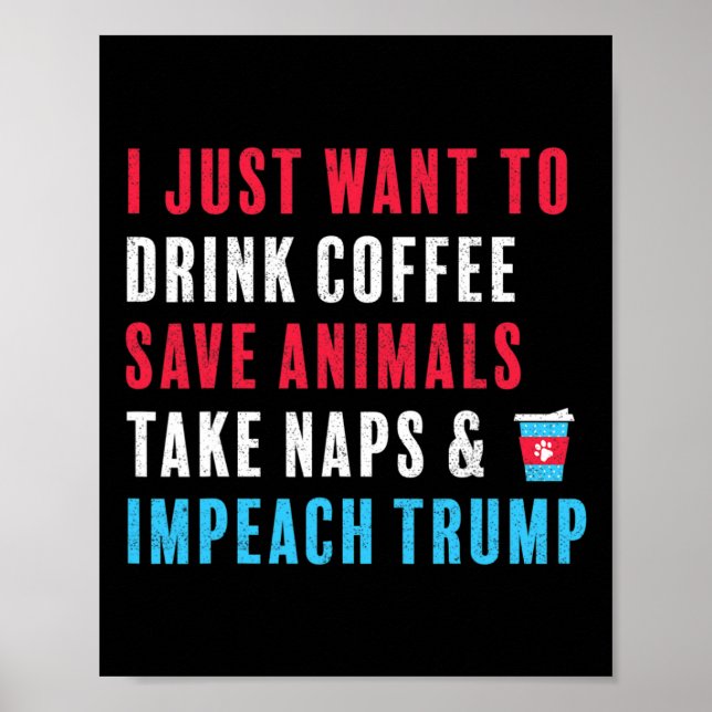 Poster Camisa Trump Resistir Impugnar Trump Café Animais  (Frente)