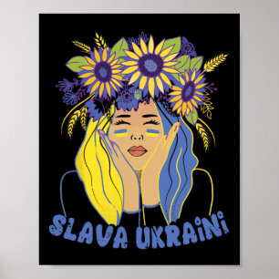 Poster Camisa Ucrânia Slava Ukraini Apoio Mulher Ucranian