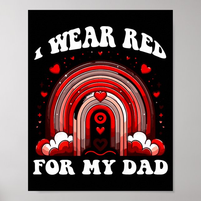 Poster Camisa Vermelha Retro Pai Conscientização Doença C (Frente)